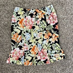 Talbots Petites Tropical Floral Silk Ruffles Hem Mini Skirt